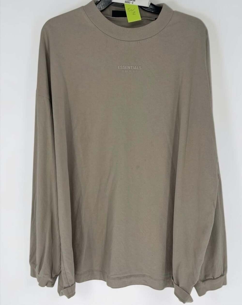 Fear Of God Essentials Long Sleeve T-Shirt Size L Taupe Cotton